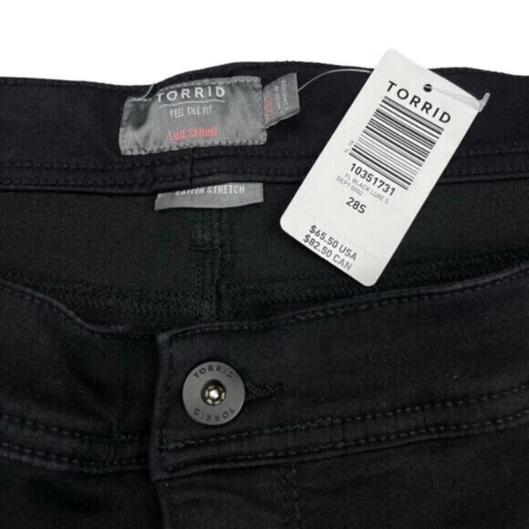 Torrid Women's Luxe Skinny Mid Rise Jean Size 28 Short Sateen Stretch Black - Picture 4 of 7